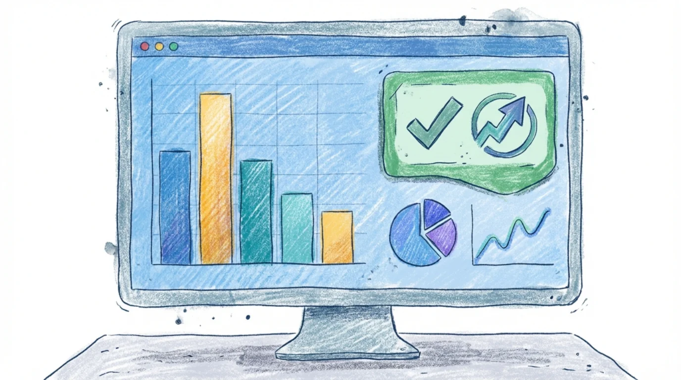 Цифровой интерфейс дашборда на мониторе с графиками и диаграммами, показывающими привлечение клиентов по источникам и конверсии.