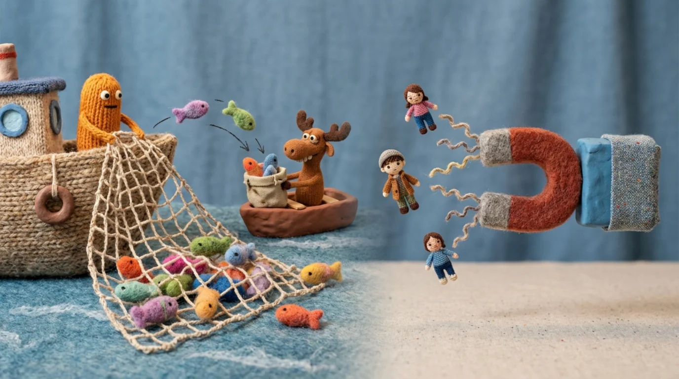 Product-led growth что это: магнит в продукте привлекает ценных пользователей, в отличие от маркетинговой сети, отсеивающей некачественные лиды.