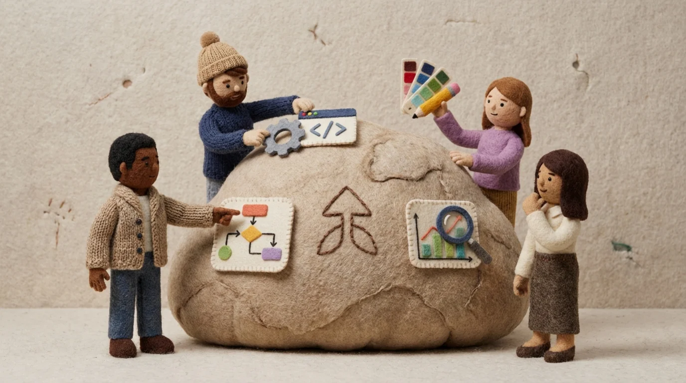 Иллюстрация команды, работающей над ростом продукта, демонстрирующая product-led growth что это.