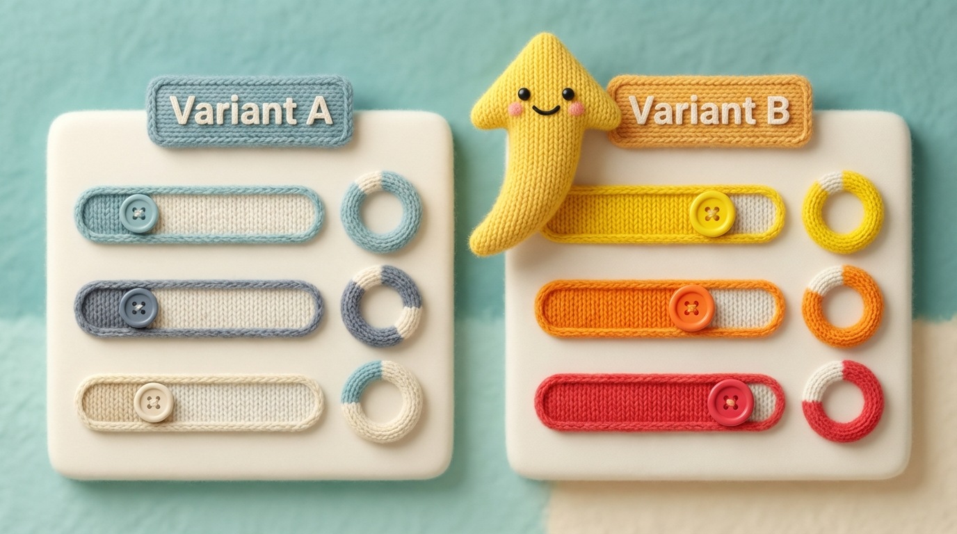 A dashboard interface displaying the results of an A/B test. Two variations, labeled 