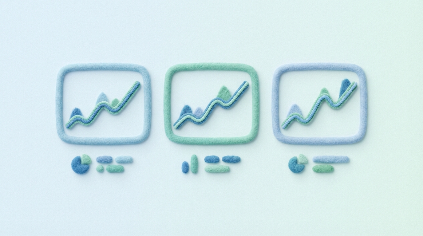 A stylized digital dashboard is displayed, featuring several abstract charts and graphs. Instead of traditional sales figures, the graphs show distinct upward-trending lines for metrics like "Engagement," "Mentions," and "Organic Traffic." The overall impression is of subtle, indirect growth and influence being monitored through leading indicators, rather than direct sales. The color palette is clean and analytical, with cool blues and greens highlighting the upward trends.