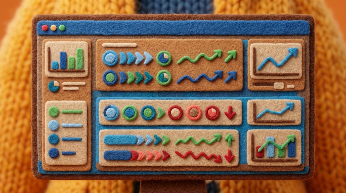 A digital dashboard displayed on a large screen, showing various business metrics in a clean, tabular format. Key performance indicators like CTR, CPC, CPL, and ROI are highlighted with small, stylized charts or trendlines next to them, indicating positive or negative changes. The overall color scheme is professional, with clear data visualization in blues, greens, and reds, conveying a sense of comprehensive data analysis and actionable insights.