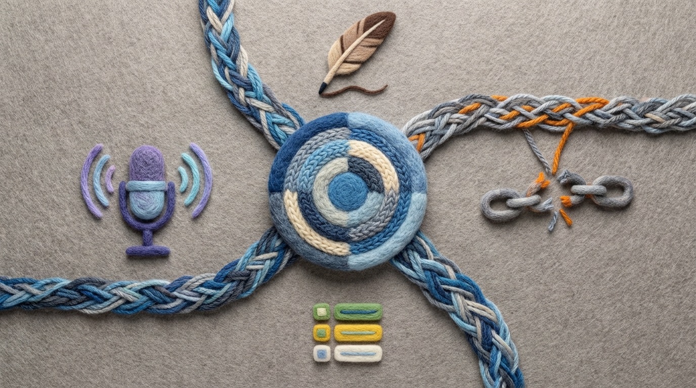 A bird's-eye view of a central hub, representing a business's website, from which multiple distinct, well-defined pathways radiate outwards. Each pathway leads to a specific, stylized icon representing a link-building strategy: a quill pen for guest posting, a broken chain being mended for broken link building, a list of curated items for resource pages, and a microphone with sound waves for PR activities. The pathways are clear and purposeful, suggesting a strategic approach. The overall color palette is professional and organized, with a mix of blues, grays, and accent colors for each strategy icon. The composition is balanced and dynamic, showing interconnected efforts.