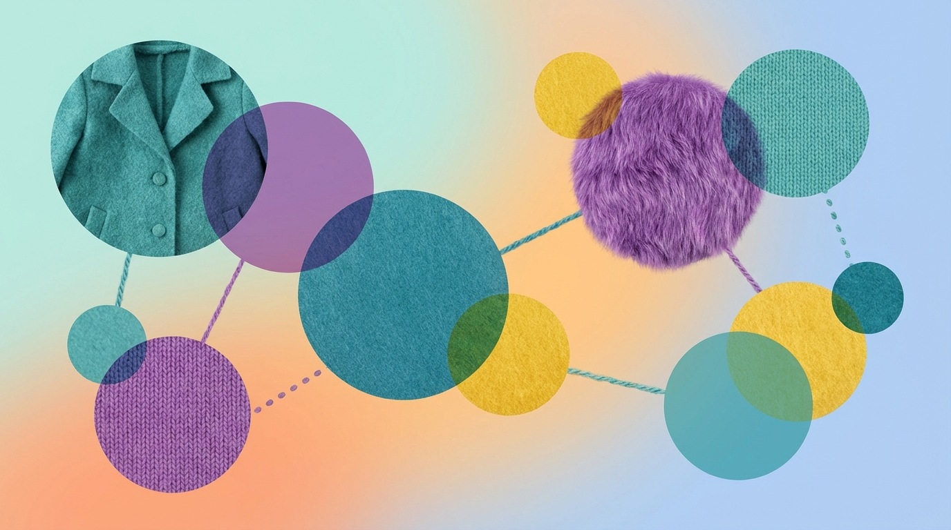 A stylized representation of communication channels. Several overlapping, transparent circles of different sizes and colors (teal, purple, yellow) are arranged across a soft, gradient background. Thin, dotted lines connect some of the circles, suggesting the flow of information and interaction. The overall mood is clear and open.
