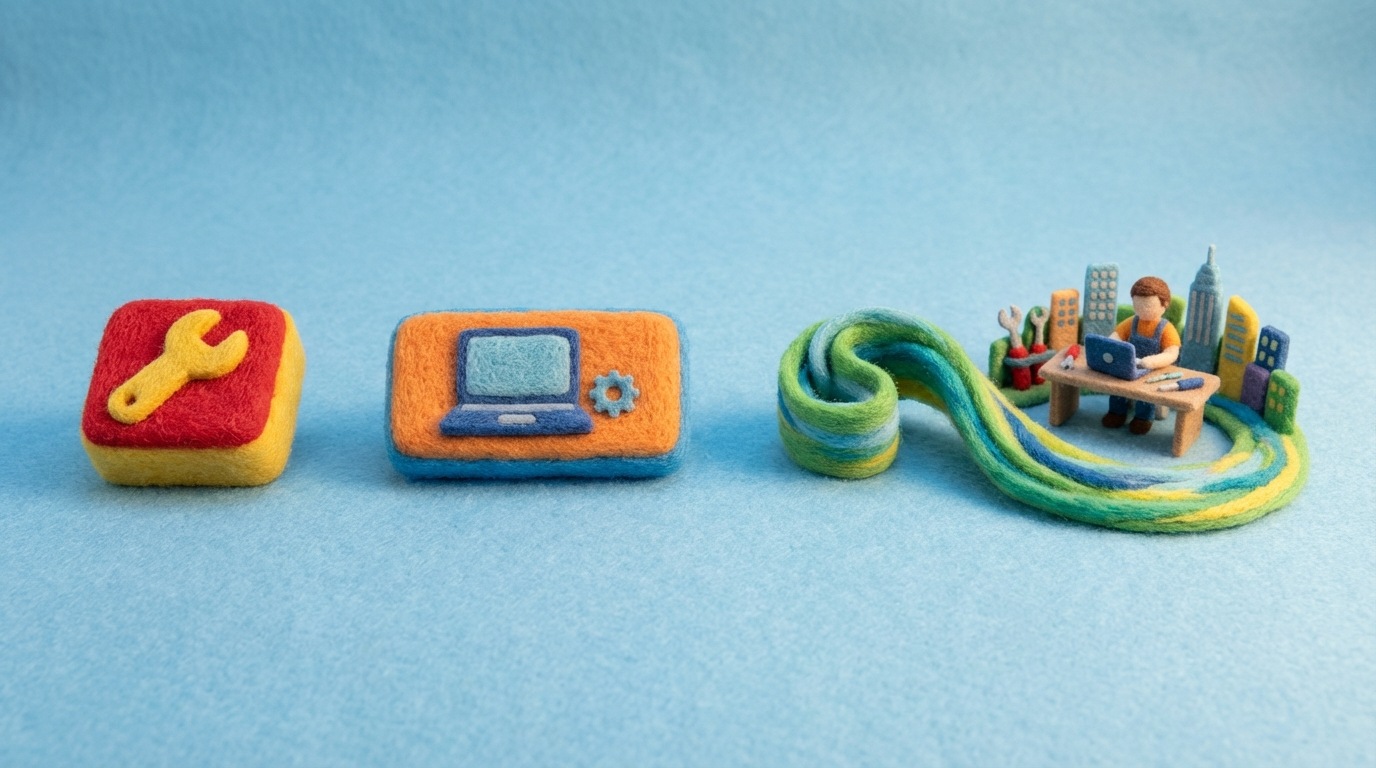 A visual representation of text specificity. On the left, a single, short, bold word block like "Repair". In the middle, a slightly longer phrase like "Laptop Repair City" with more detail. On the right, a much longer, flowing sentence, clearly articulated and detailed, representing a long-tail query. The progression shows increasing length and clarity, moving from abstract to concrete.