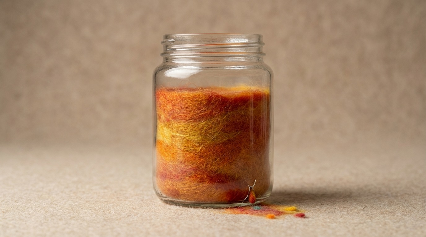 A visual metaphor of a slowly draining container. A glass jar, initially full of vibrant, colorful liquid (representing profit), has a small, almost imperceptible leak at its base. Tiny droplets of the liquid are falling away, and the overall level in the jar is gradually but steadily decreasing. The colors inside the jar are warm and inviting, but the draining effect creates a subtle sense of loss and urgency. The background is simple and uncluttered, emphasizing the central image.