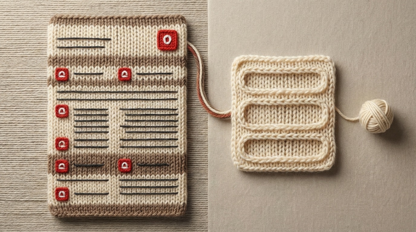 A comparison of two form layouts. The first form on the left is long and dense, with many required fields and small text. The second form on the right is significantly shorter, with only essential fields clearly labeled and larger input areas. A subtle visual cue, like a shrinking effect or a tally mark, indicates the reduction in fields. The contrast highlights the benefit of simplification.