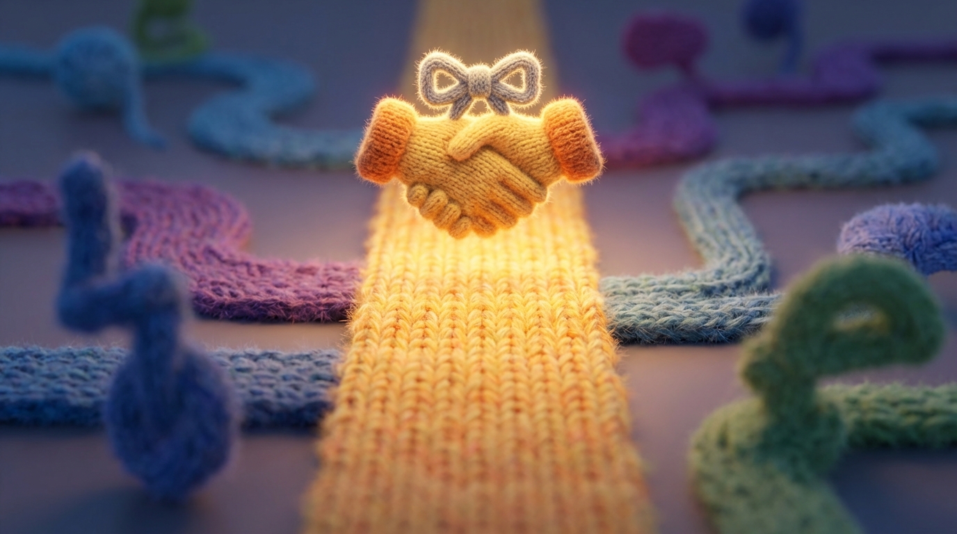 A clear, illuminated path leading directly to a stylized representation of a "SOLD" sign or a closed deal icon. The path is uncluttered and brightly lit, indicating efficiency and focus. On either side of the path, there are blurred, less defined paths or distractions. The overall mood is direct and purposeful, with warm, inviting colors along the main path contrasting with cooler, less distinct tones in the periphery. Elevated perspective, looking down the path.