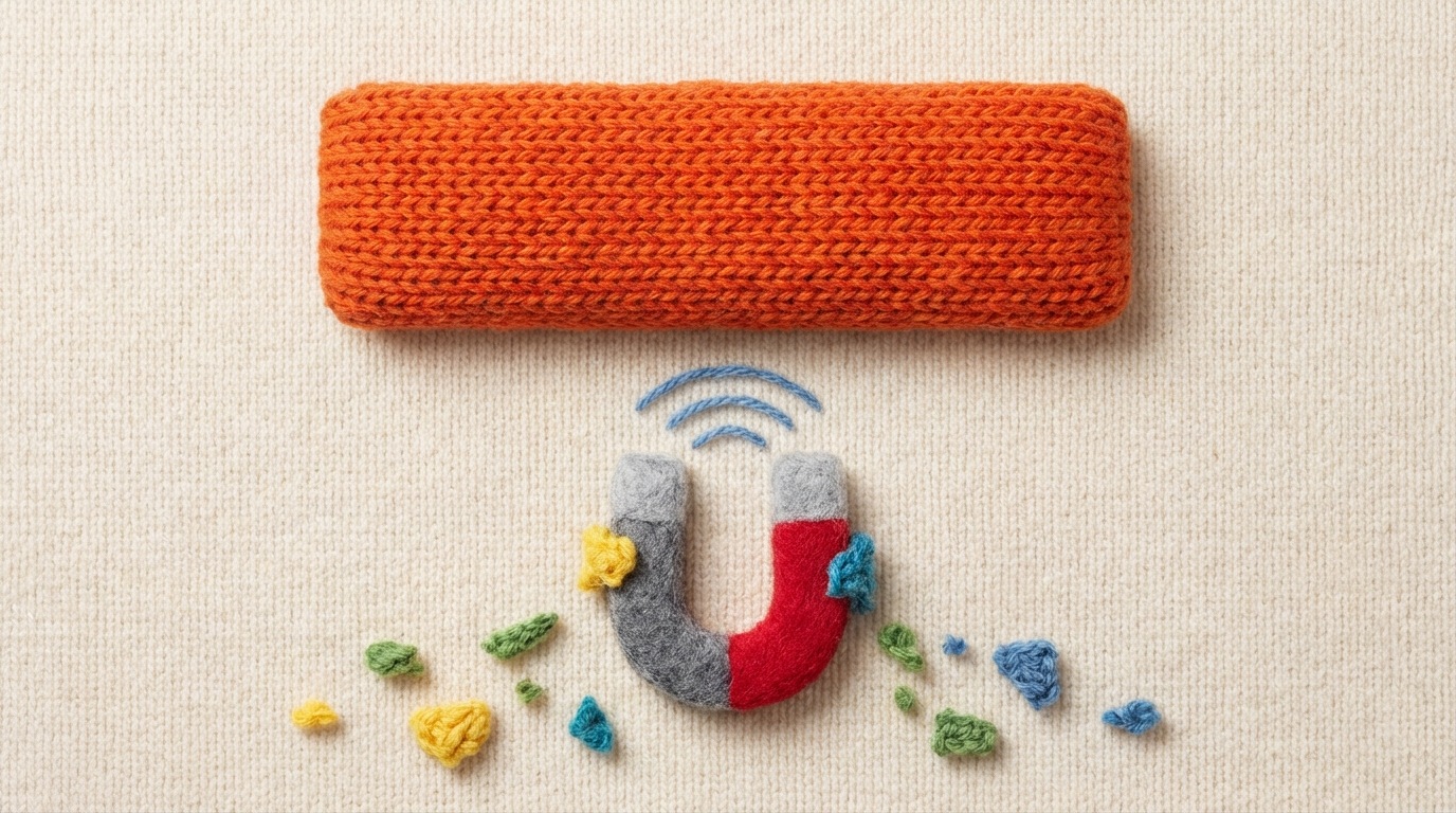 A large, bold headline text appearing on a digital screen, with a stylized hook or magnet icon subtly pulling smaller, scattered text fragments towards it. The background is a clean, minimalist digital interface, emphasizing the clarity and impact of the headline. The overall impression is one of powerful attraction and immediate engagement, where the headline acts as the primary point of interest, designed with sharp, modern typography.