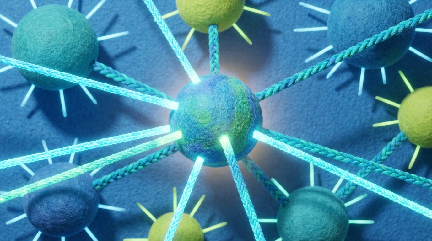 A stylized representation of a network of interconnected websites, shown as glowing nodes and lines. One central, prominent node, representing your website, is receiving numerous strong, bright lines (backlinks) from other larger, more established nodes, symbolizing authority and trust. The overall scene is dynamic and interconnected, with a sense of information flowing. The color palette is cool and digital, with a focus on blues and greens.