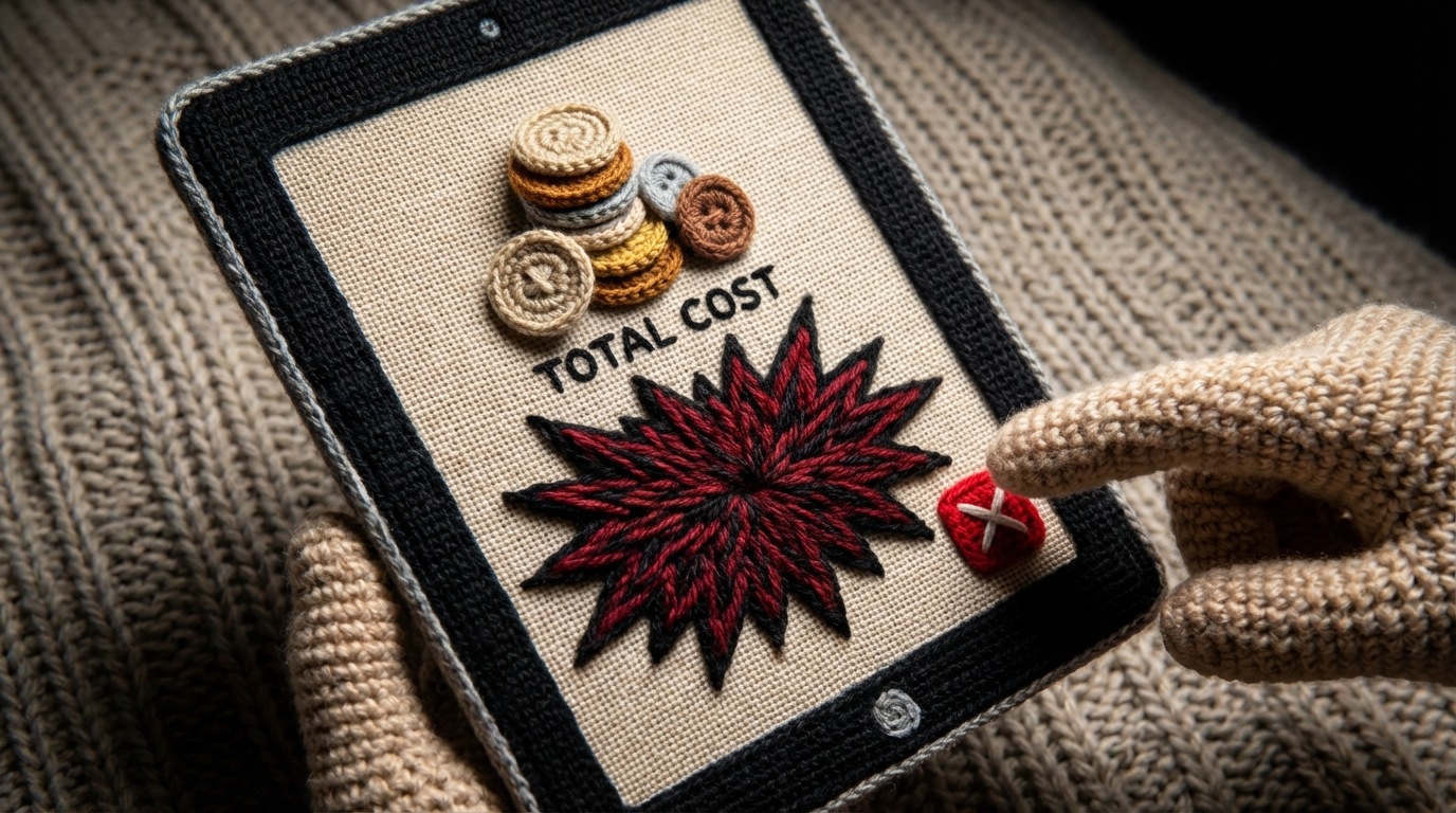 A close-up view of a checkout screen on a tablet. The total price is clearly displayed, but just below it, a new line item labeled 