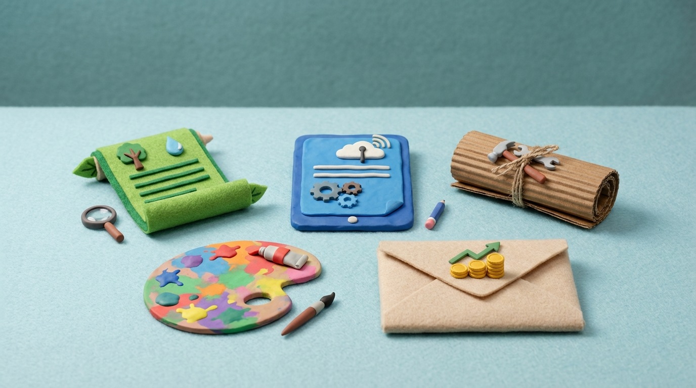 A collage of different, personalized documents or proposals, each tailored to a specific industry or company. This could be represented by different document styles, color schemes, and icons that reflect diverse business sectors. The overall impression is of bespoke solutions.