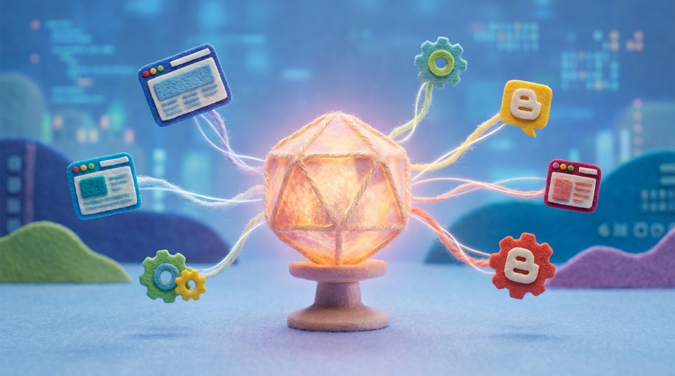 A central, visually appealing object resembling a stylized, glowing crystal or a carefully crafted piece of art, labeled "Content Asset." Around this central piece, several smaller, distinct website icons are depicted, each with an invisible magnetic pull, drawing them closer to the "Content Asset." The lines of attraction are subtle and elegant, emphasizing a natural pull rather than force. The background is a soft, abstract digital landscape, with a focus on the interaction between the asset and the surrounding websites. The color scheme is bright and attractive, highlighting the allure of valuable content.