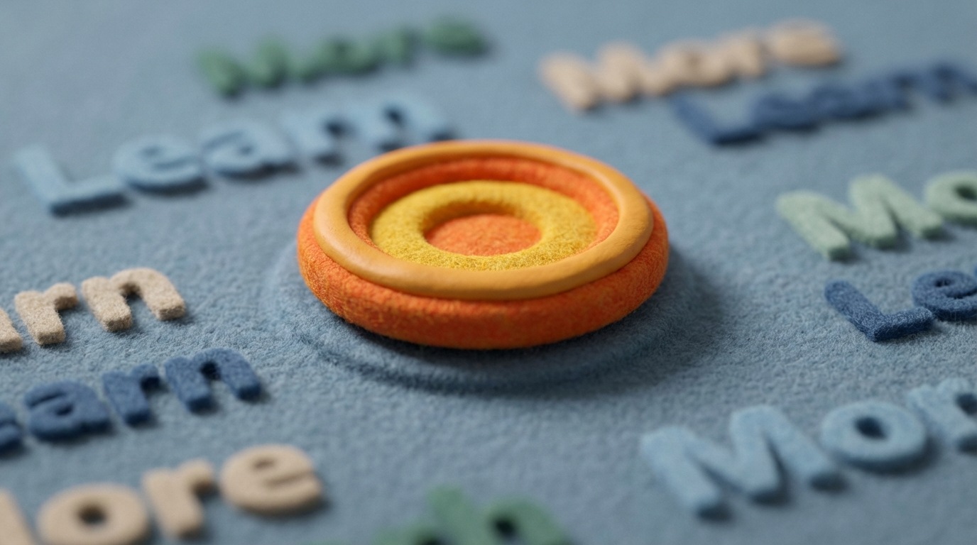 A stylized, vibrant button with a strong, active verb like "START" or "GET" prominently displayed. Surrounding the button are several smaller, less distinct, and faded words like "Learn" or "More," almost blurring into the background. The main button is raised slightly, indicating importance and readiness for action. Bold, contrasting colors for the main button, with softer, muted tones for the background words. Slightly elevated perspective looking down at the button.