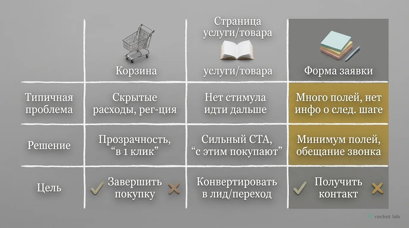 Анализ и исправление проблем на страницах выхода