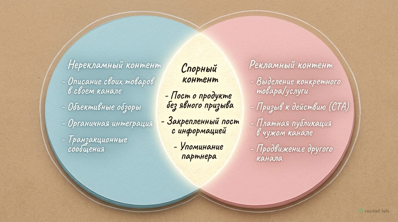 Грань между рекламой и нерекламным контентом