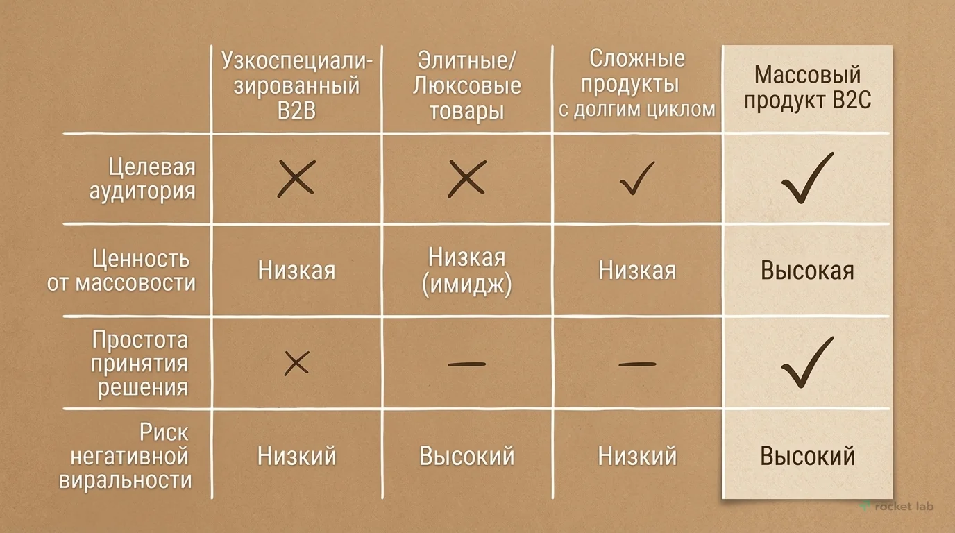 Когда вирусный маркетинг не подходит: матрица сравнения