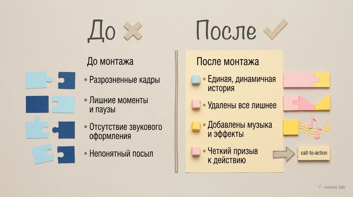 Монтаж видео: До и После