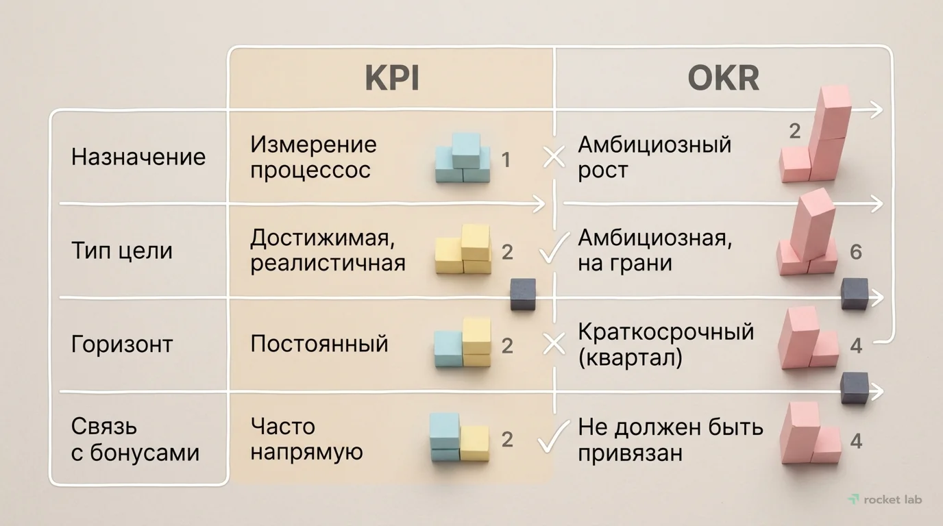 Отличие OKR от KPI