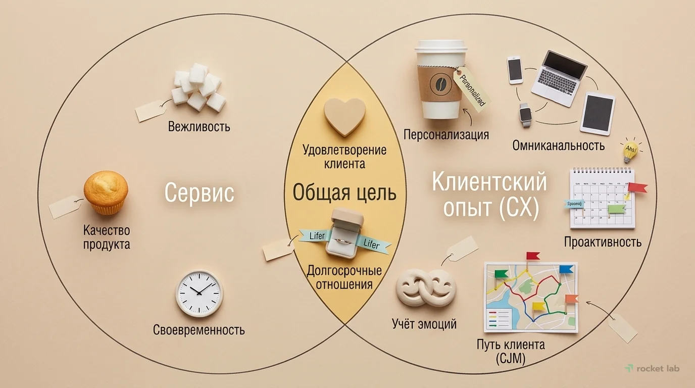 Отличия Клиентского Опыта (CX) от Сервиса