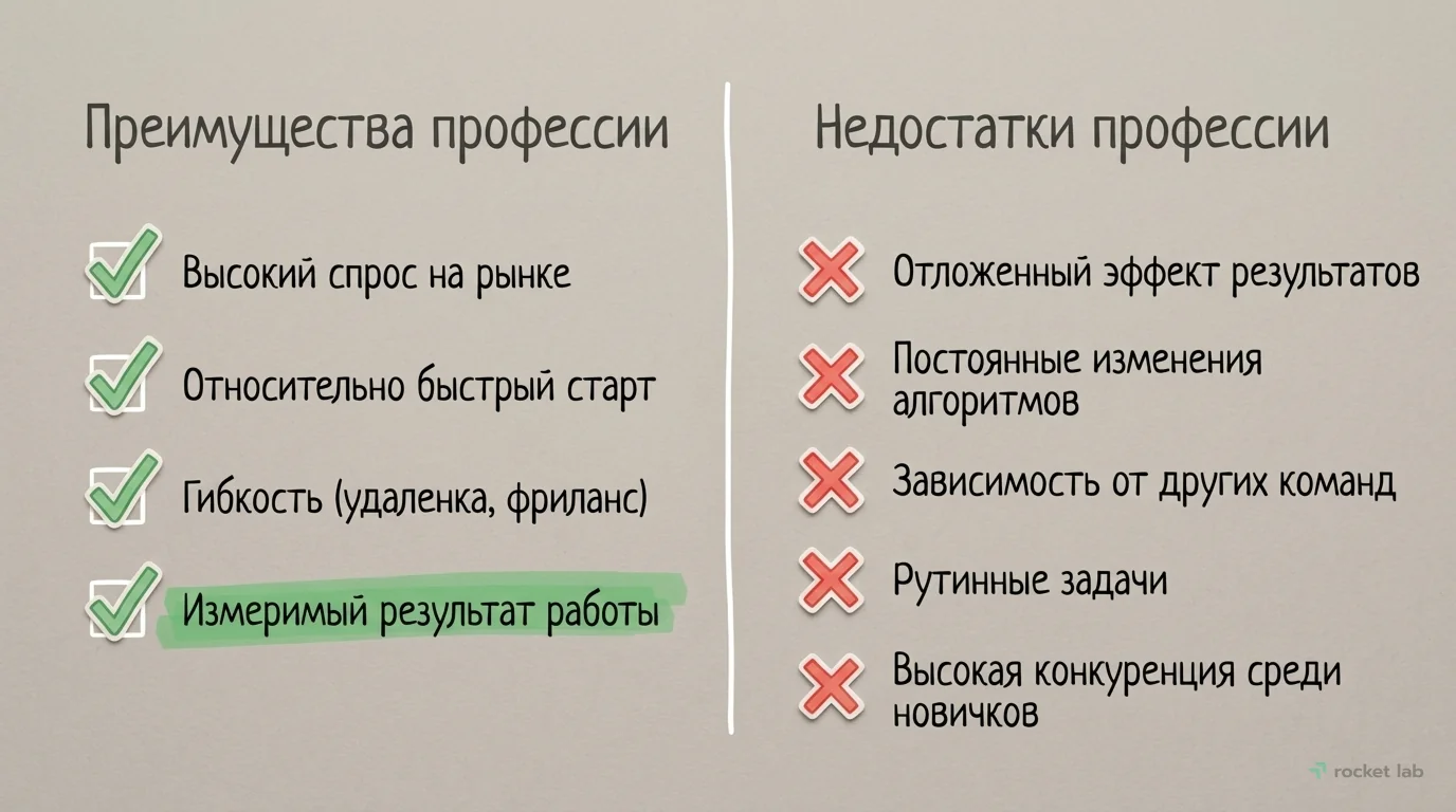 Плюсы и минусы профессии SEO-специалиста
