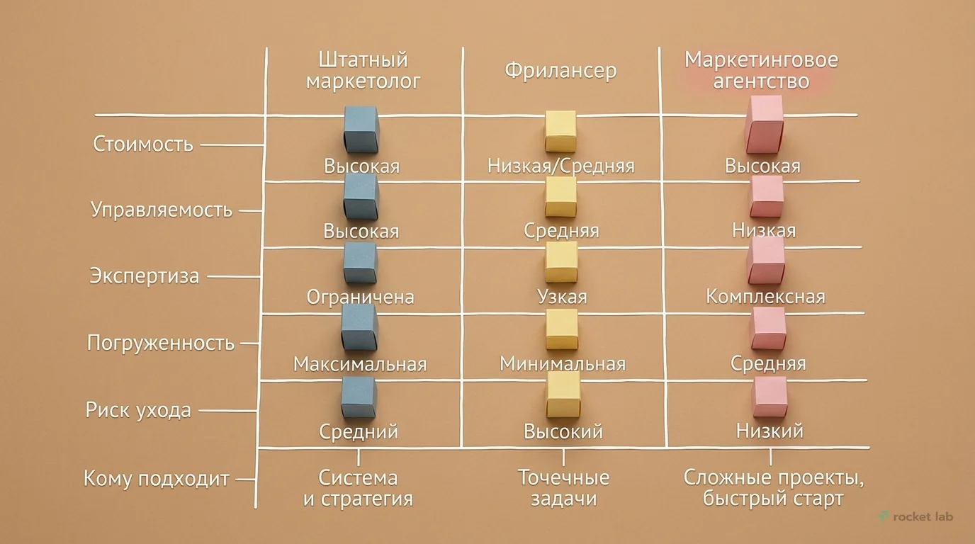 Сравнение форматов работы с маркетингом