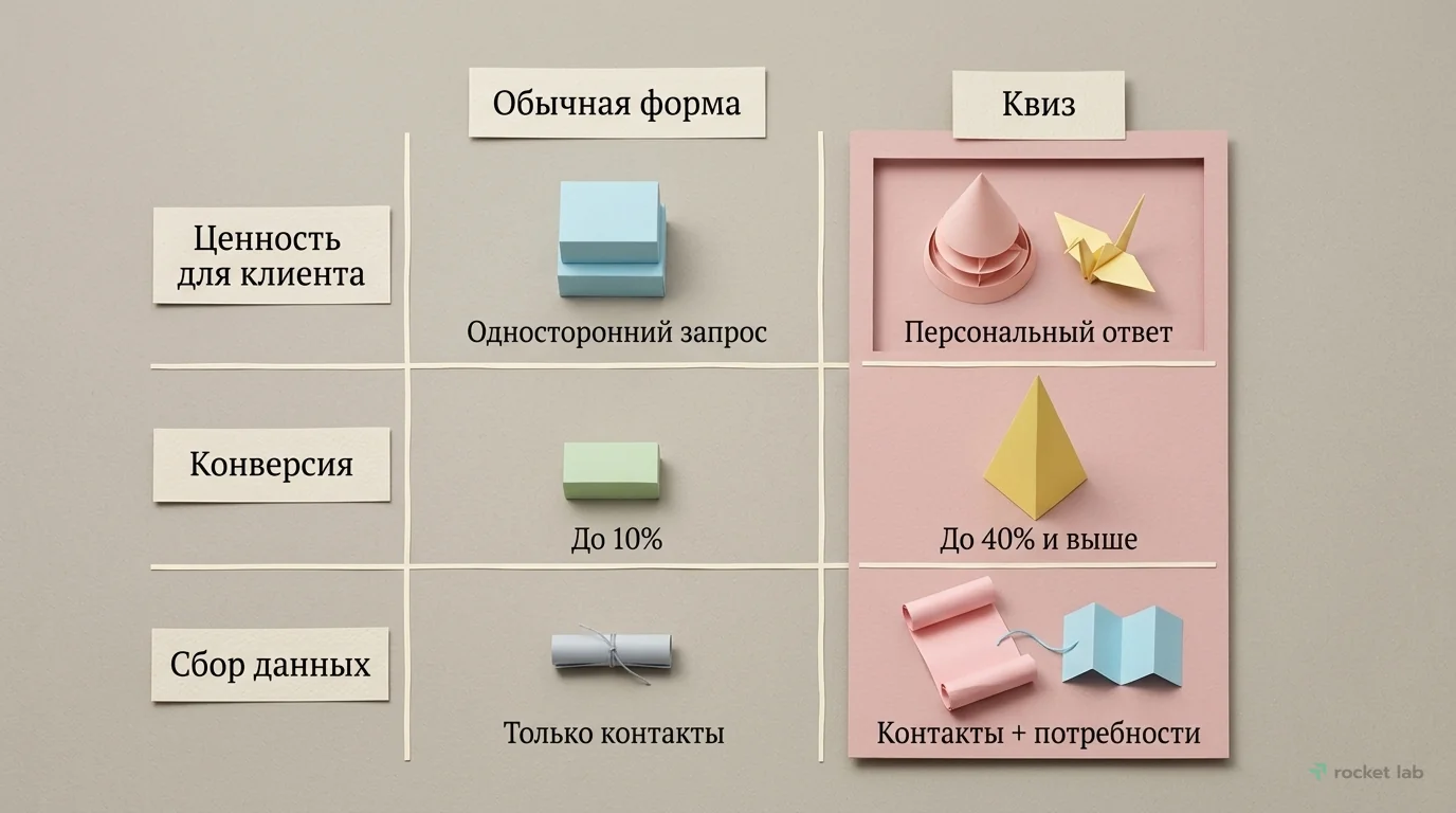 Сравнение квиза и обычной формы заявки