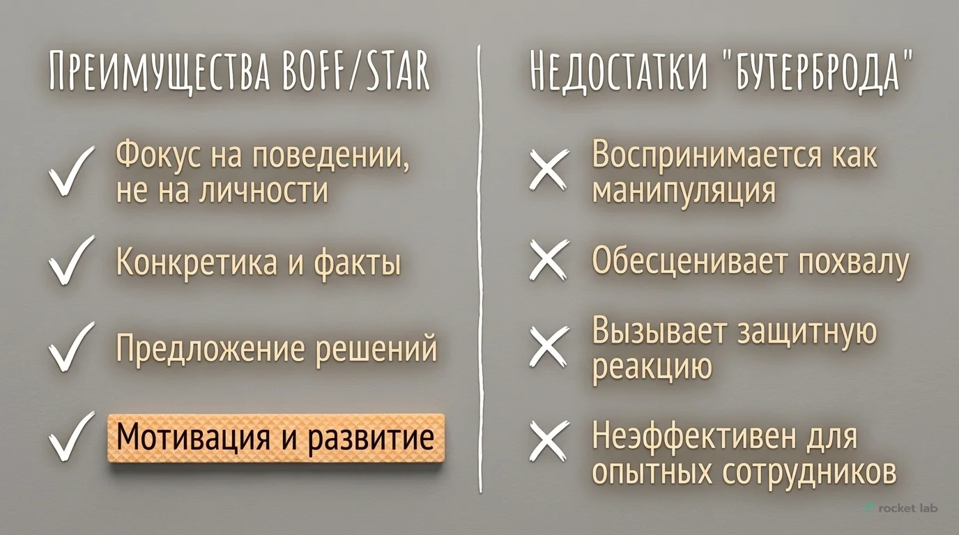 Сравнение методов обратной связи: «Бутерброд» против BOFF/STAR