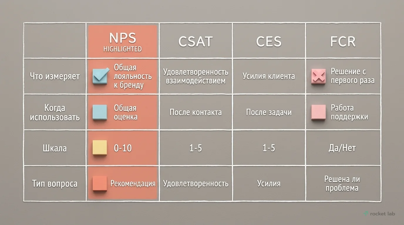 Сравнение NPS с другими метриками лояльности