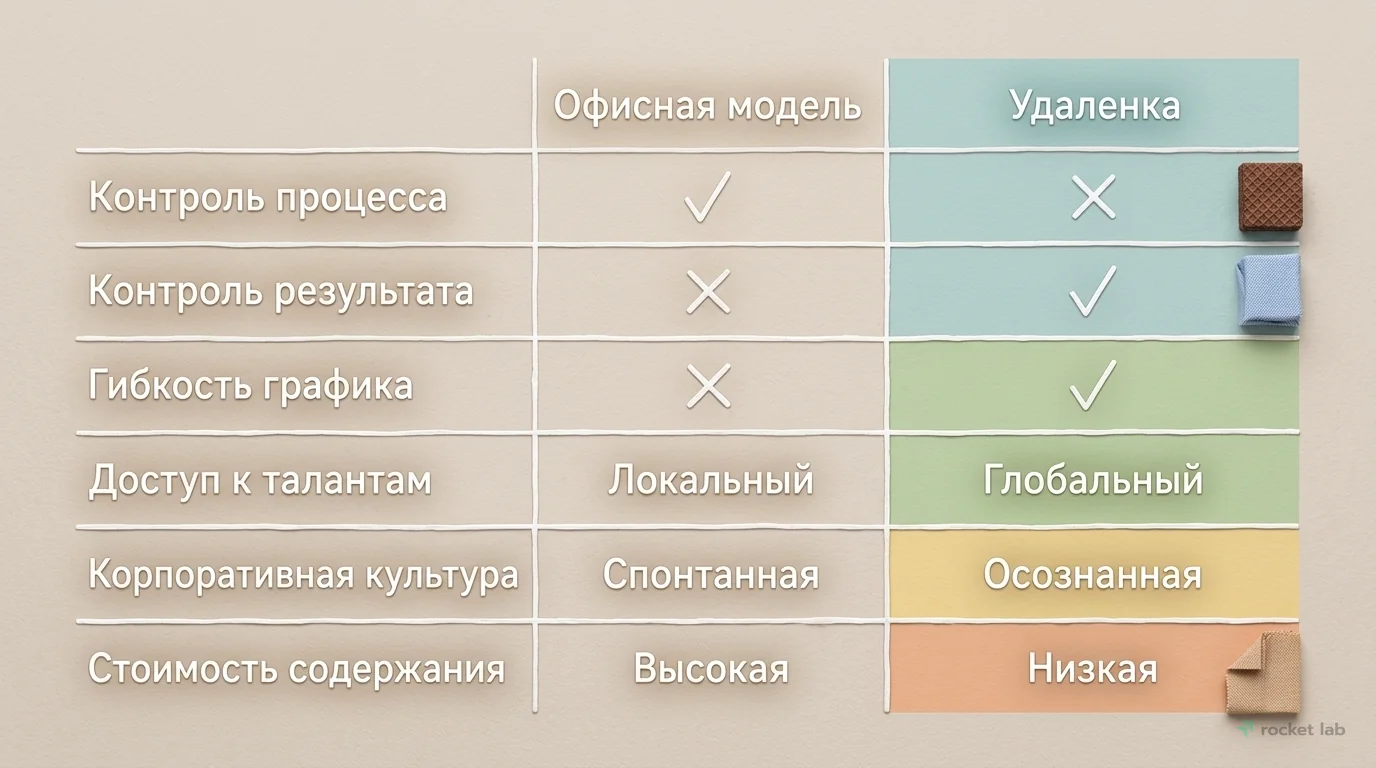 Сравнение офисной и удаленной модели управления