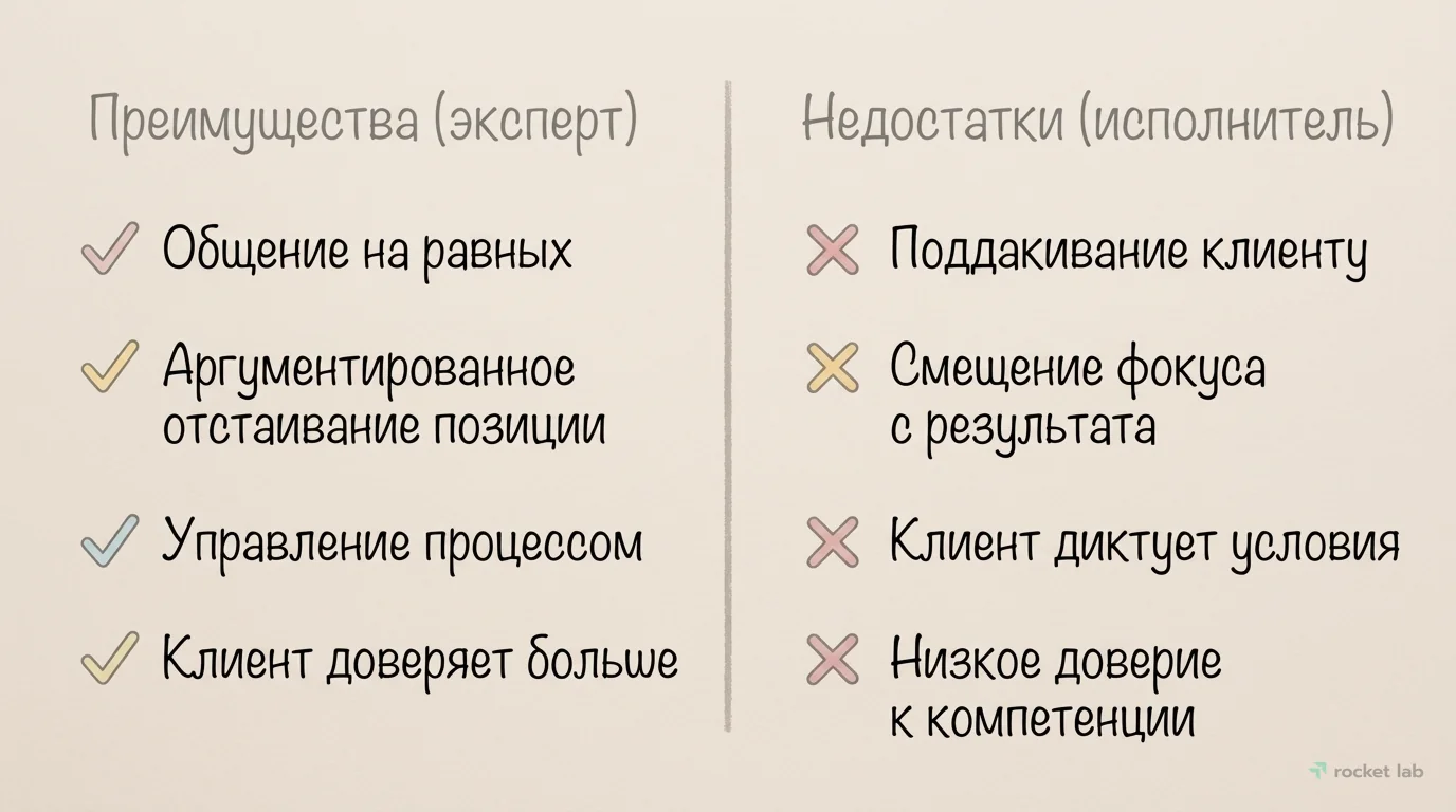Сравнение позиций «Эксперта» и «Исполнителя» в B2B