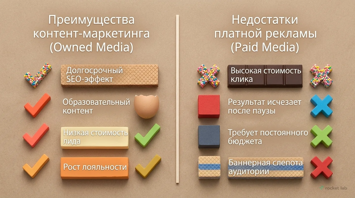 Сравнение преимуществ и недостатков контент-маркетинга и платной рекламы
