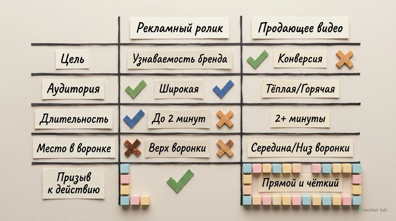 Сравнение рекламного и продающего видео