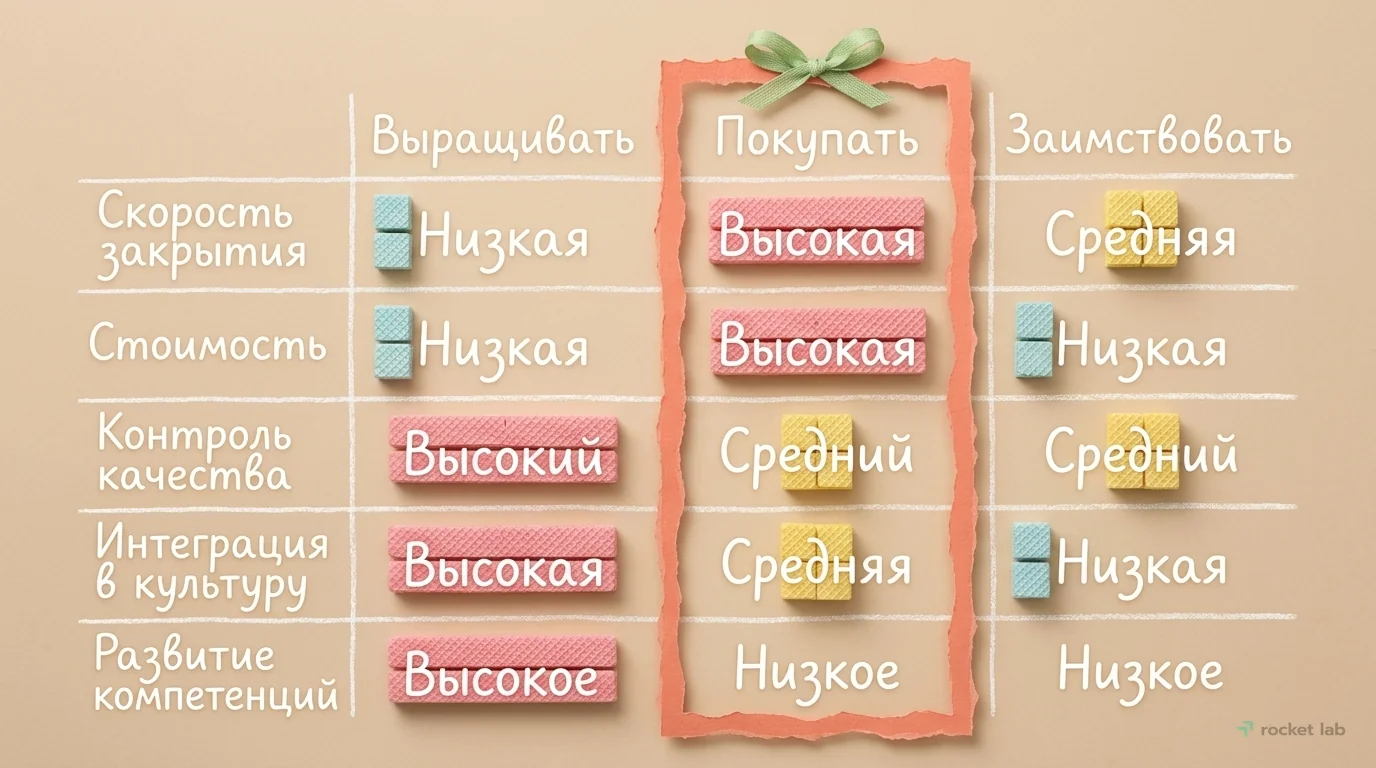 Сравнение стратегий привлечения талантов: Build, Buy, Borrow