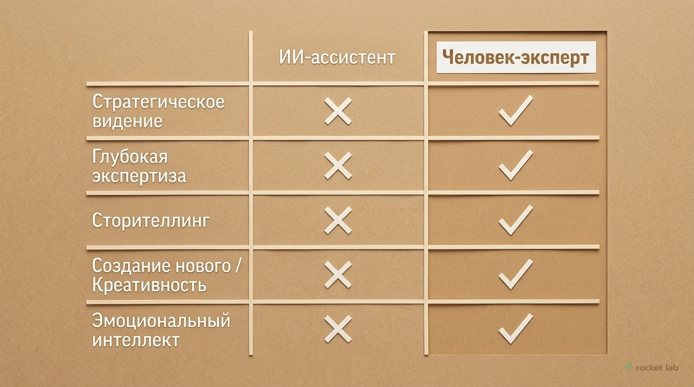 Сравнение возможностей ИИ и человека-эксперта в контенте
