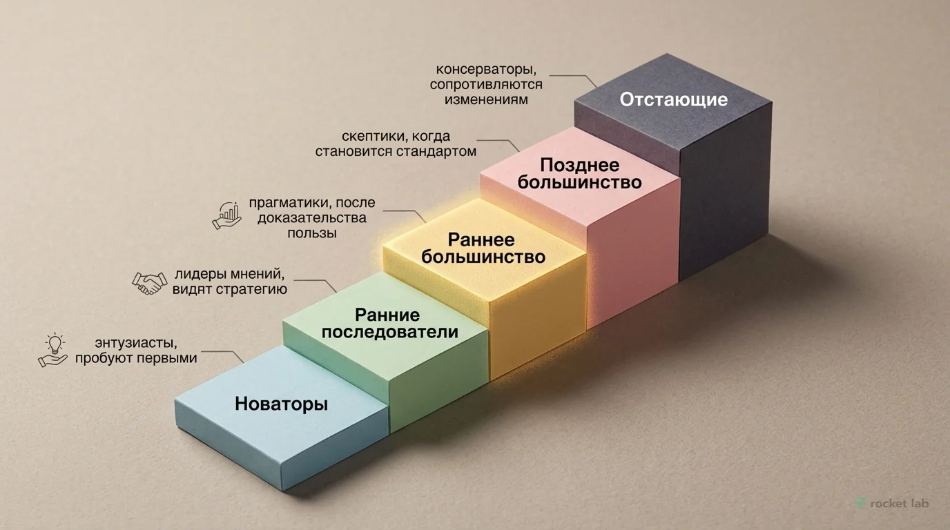Теория диффузии инноваций: группы потребителей
