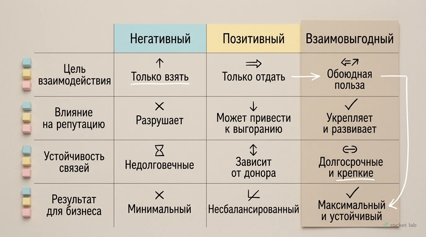 Типы нетворкинга по принципу взаимной ценности