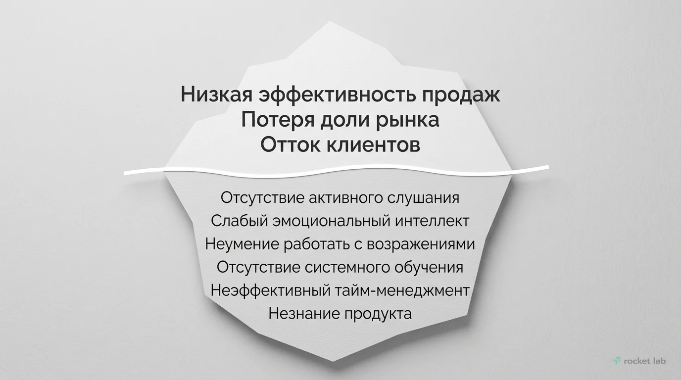 Видимые проблемы и скрытые причины низкой эффективности продаж