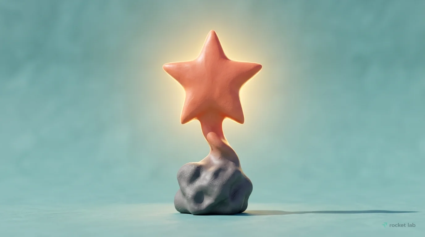 A minimalist, objects-only scene focusing on the customer's positive outcome. A single clay object, representing a customer request, is shown mid-transformation. The object’s base is a crumpled, dark