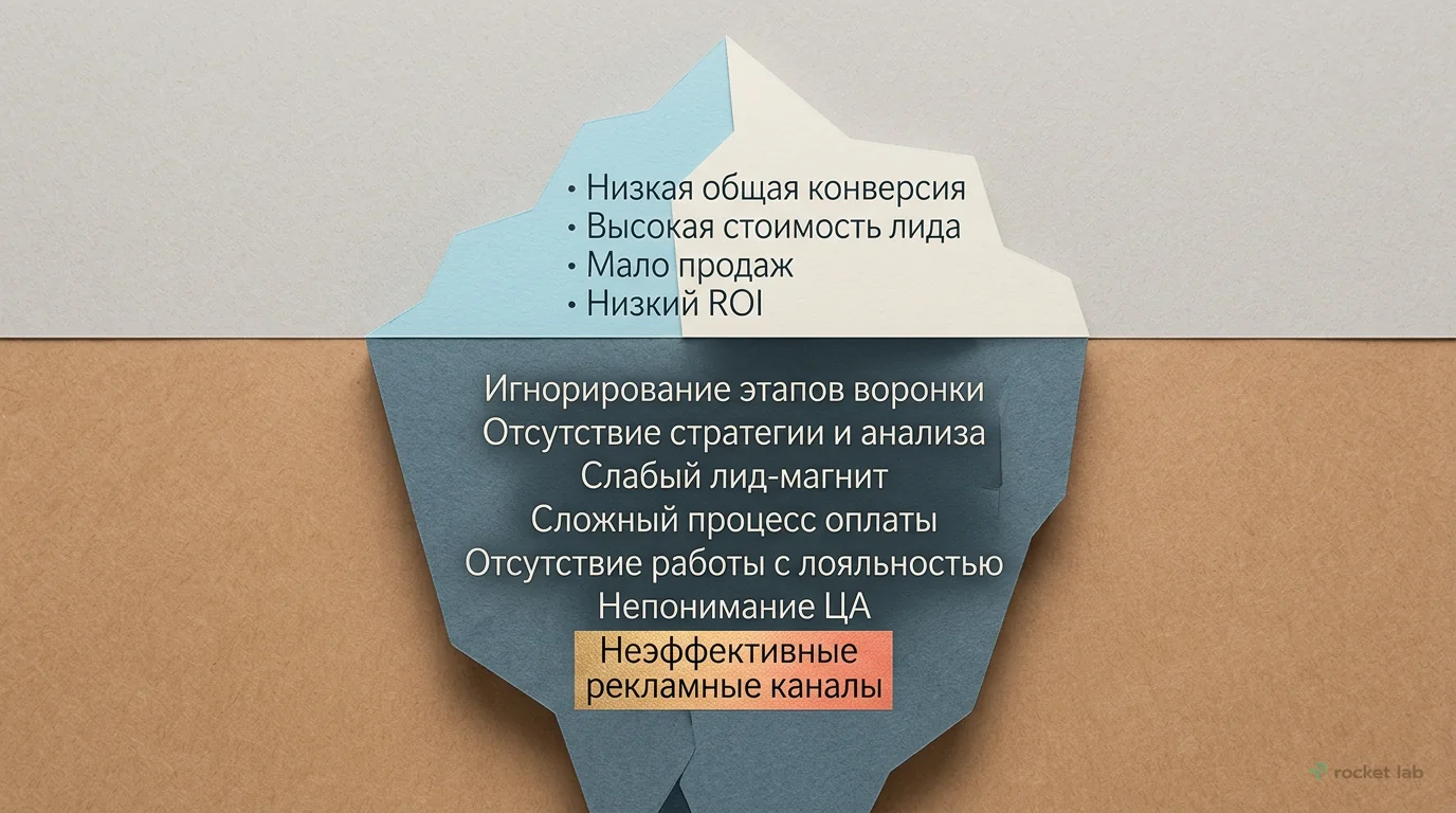 Айсберг ошибок в воронке конверсии