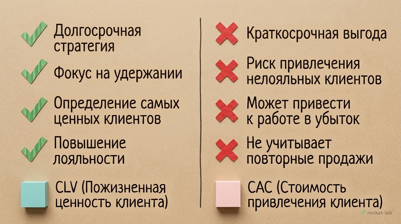 CLV vs. CAC: Долгосрочная ценность против стоимости привлечения