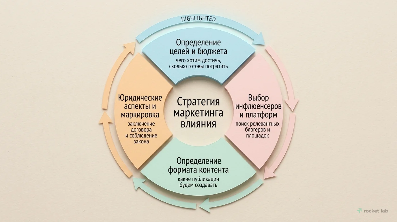 Этапы построения стратегии маркетинга влияния