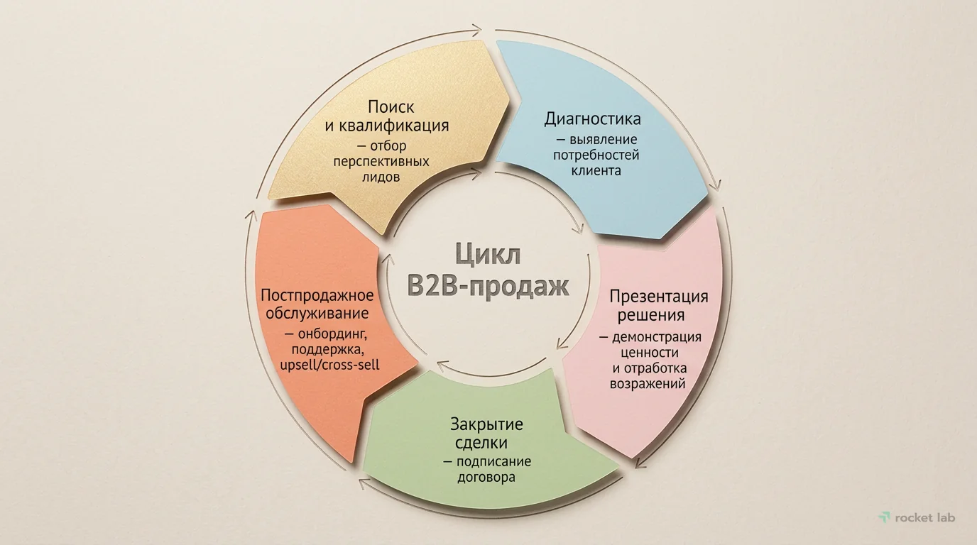 Этапы цикла B2B-продаж