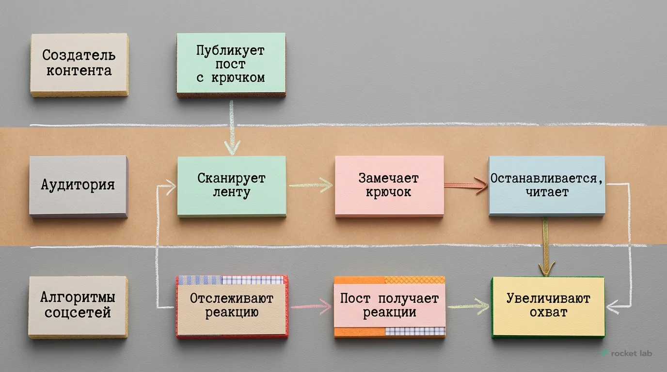 Как работает крючок для поста: путь от создания до охвата