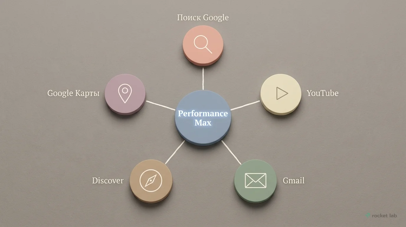 Каналы размещения рекламы в Performance Max