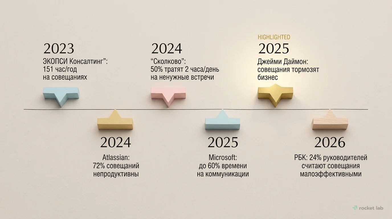 Хронология исследований неэффективности совещаний