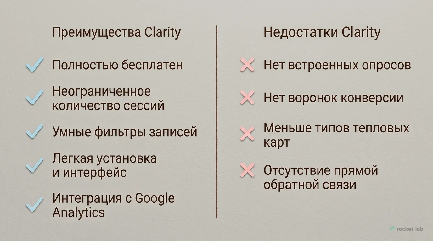 Microsoft Clarity: Преимущества и Недостатки