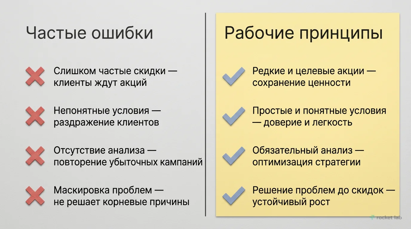Ошибки и решения в скидочных акциях