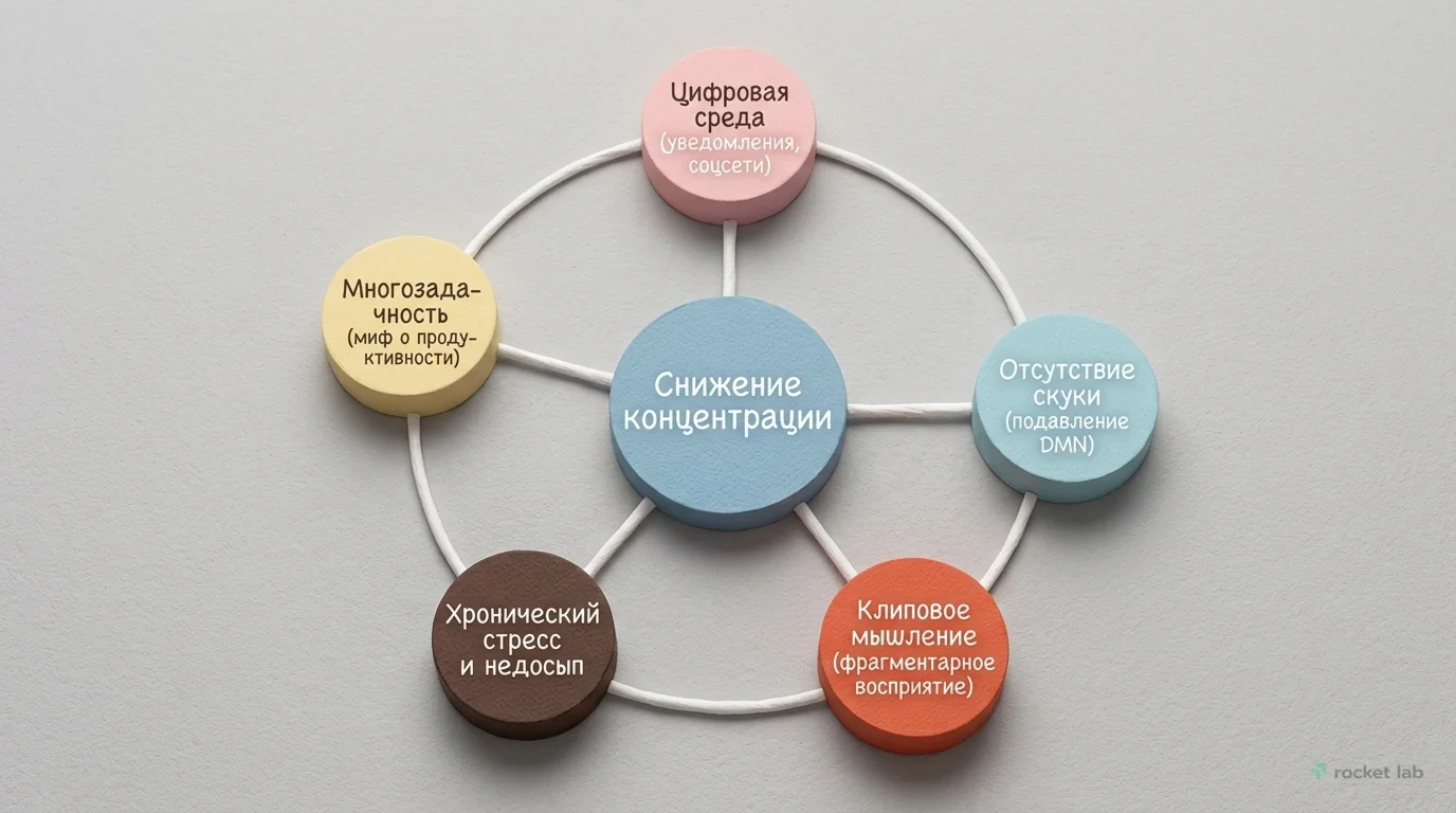Основные причины снижения концентрации