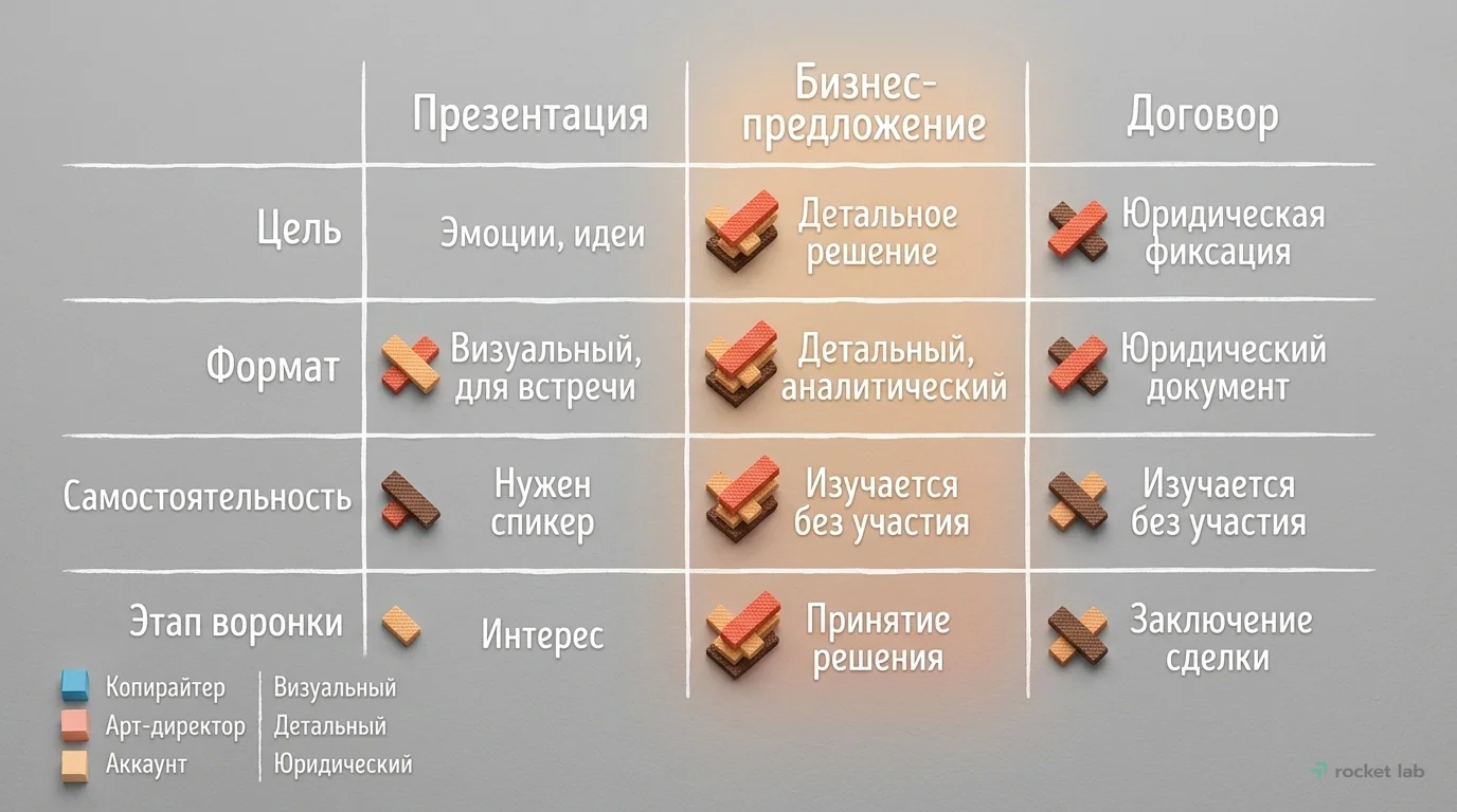 Отличия бизнес-предложения от презентации и договора